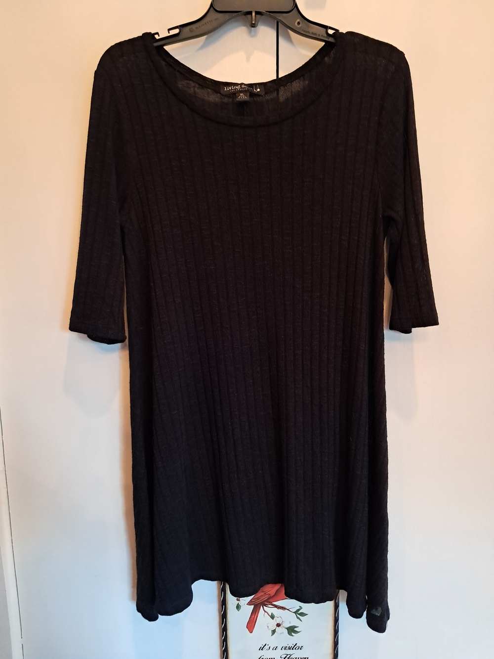Living Doll Women's Black Ribbed Dress